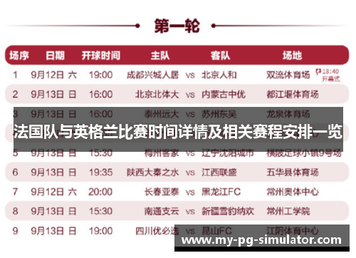 法国队与英格兰比赛时间详情及相关赛程安排一览